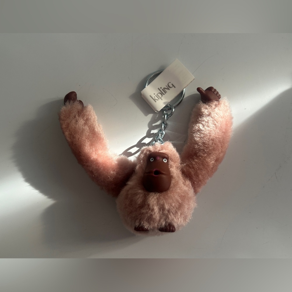 Kipling Tan Plush Monkey Keychain